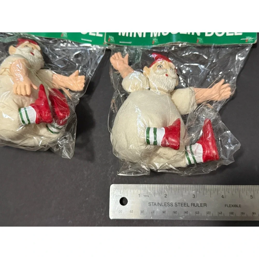 Lot of 2 Vintage 'Just For Keeps' Mini Muslin Elf Crafting Christmas Elves Dolls